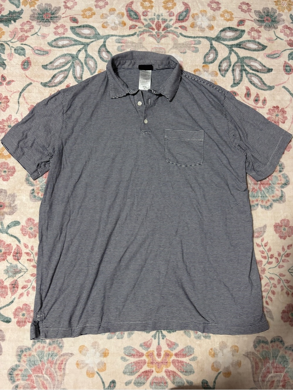 Patagonia black and White Thin-Stripe Polo